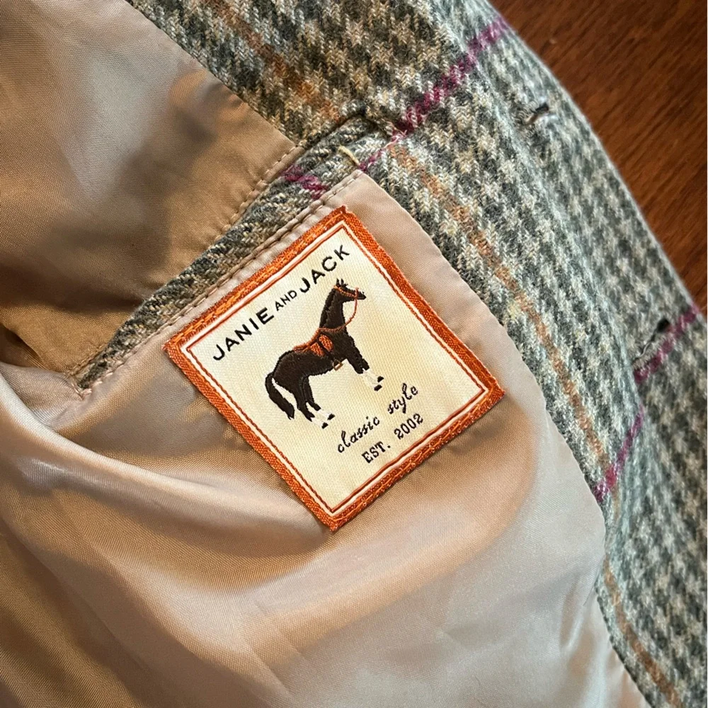 Janie and Jack Plaid Blazer - Green and Pink - Picture 9 of 12